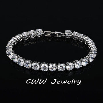 Latest Design White Gold Color Round 0.5 carat AAA+ Cubic Zirconia Simulated Diamonds Tennis Bracelets - The Jewellery Supermarket